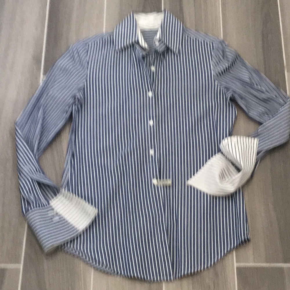 Ladies Charles Nolan Striped Cotton Blouse
